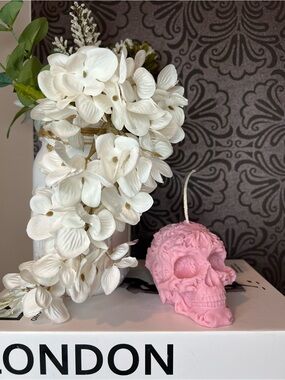 Pink Skull Decorative Candle - White Sage Lavender